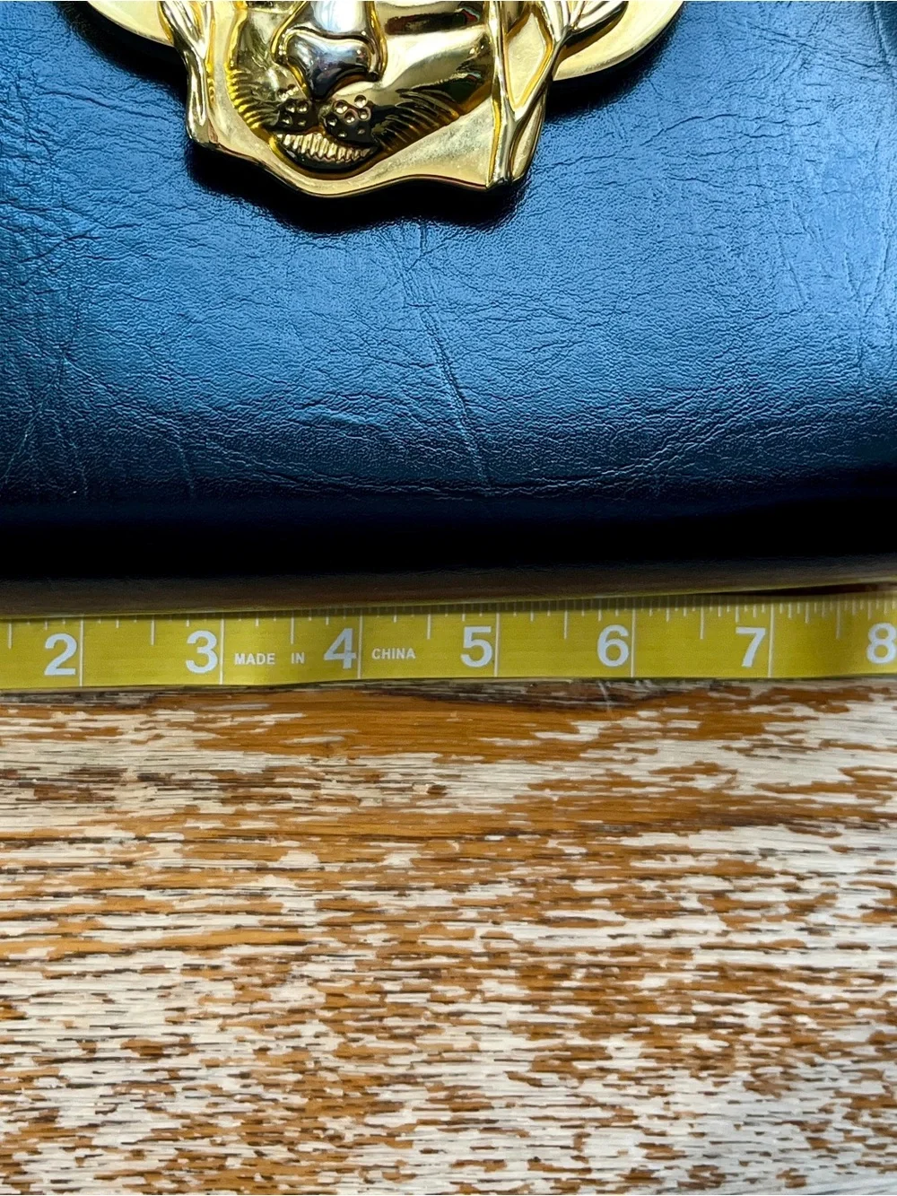 Vintage Sasha 1996 Black Leather Gold Panther Jaguar Crossbody Bag